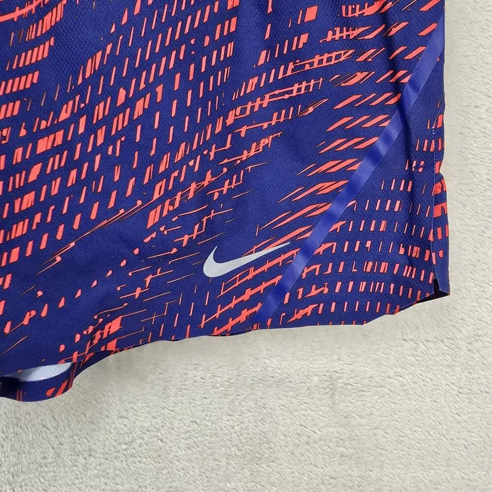 Nike AeroSwift 5” Running Shorts Mens Medium Blue Red Geometric 800285-455